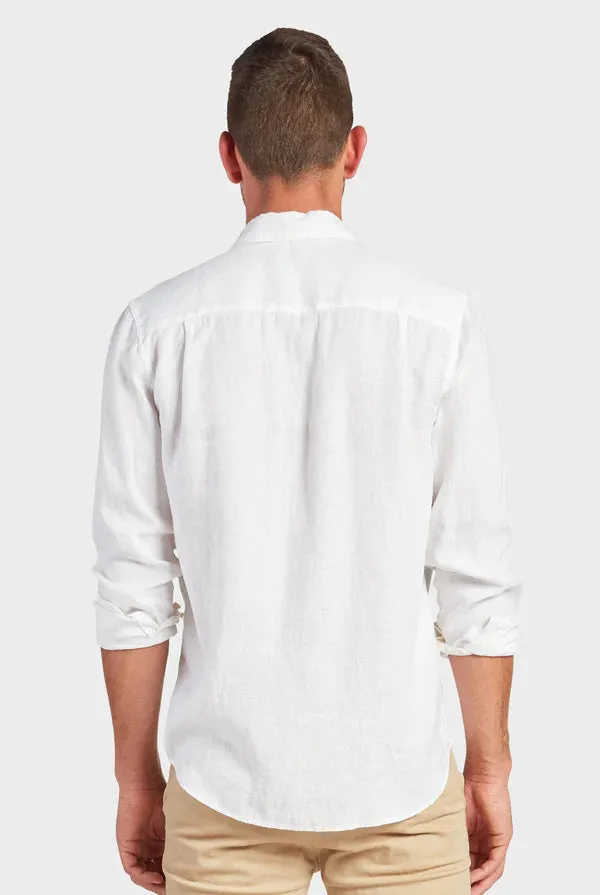 Hampton L/S Linen Shirt in White