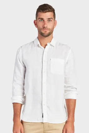 Hampton L/S Linen Shirt in White