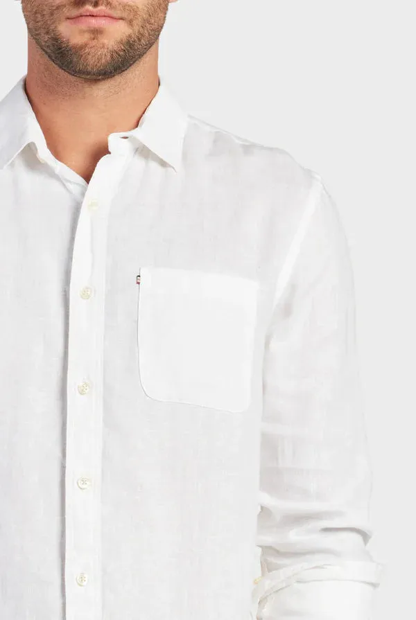 Hampton L/S Linen Shirt in White