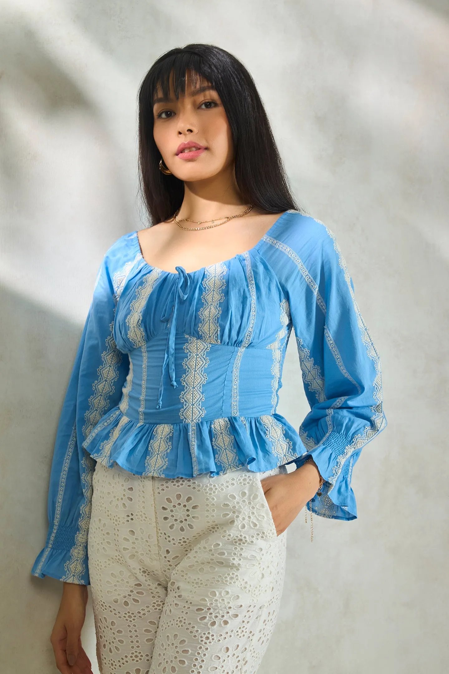 Hanan| Cotton Peplum Top