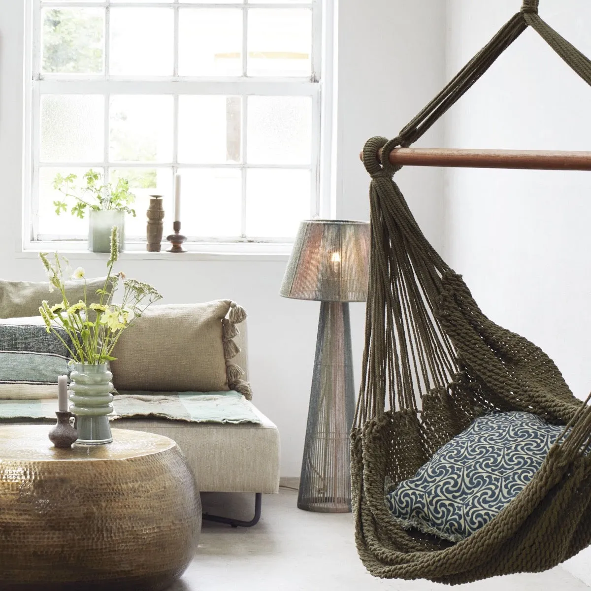 Hand Knitted Hanging Chair Green