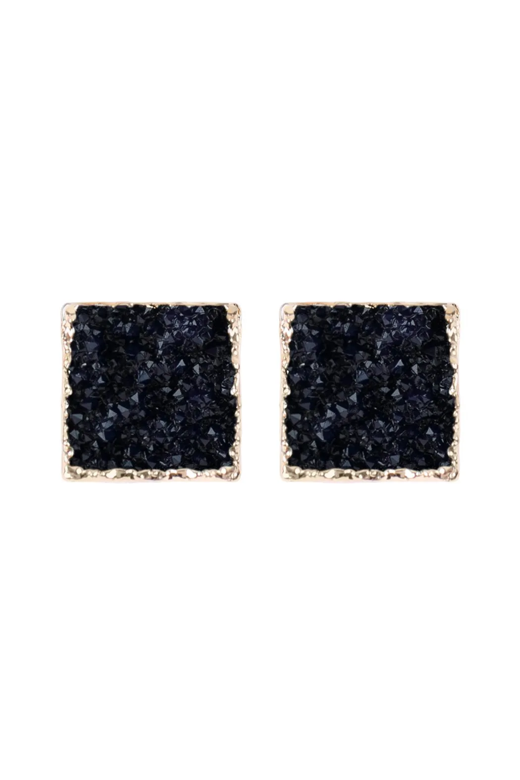 Hde2939 - Square Druzy Stone Stud Earrings