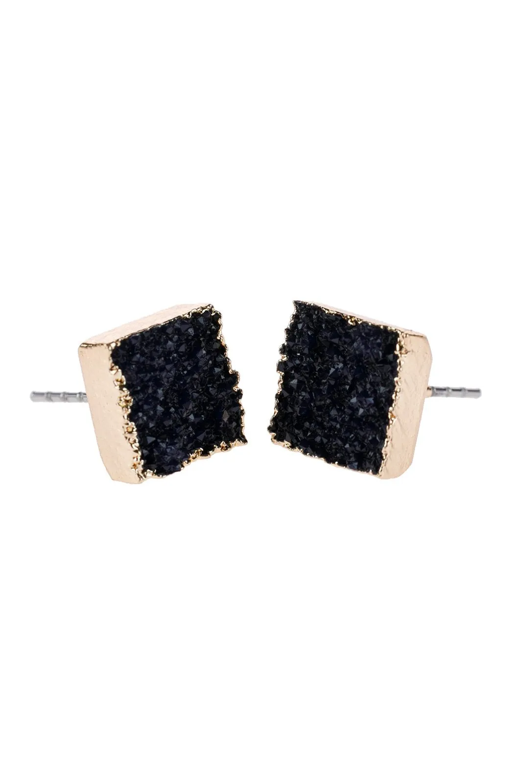 Hde2939 - Square Druzy Stone Stud Earrings