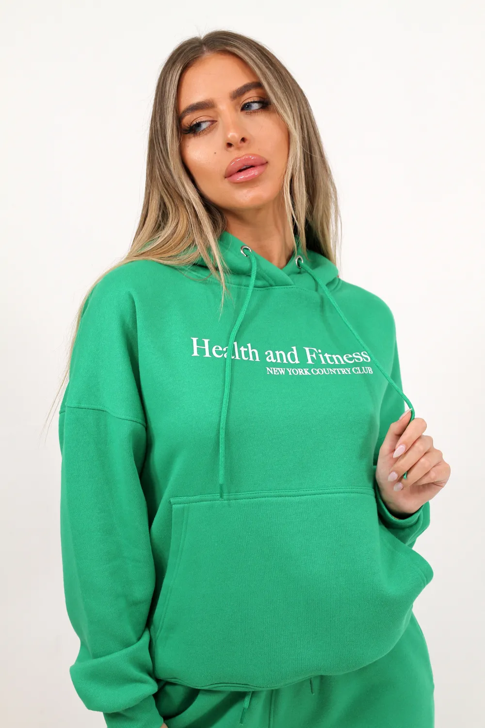 Health & fitness green hoodie jogger loungewear set