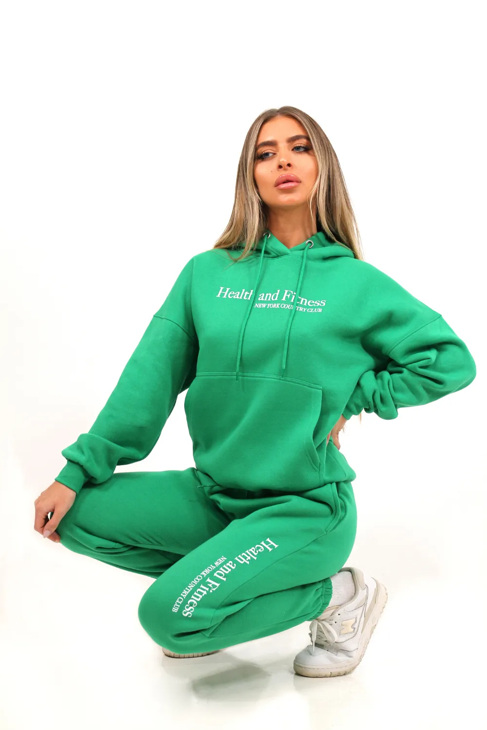 Health & fitness green hoodie jogger loungewear set