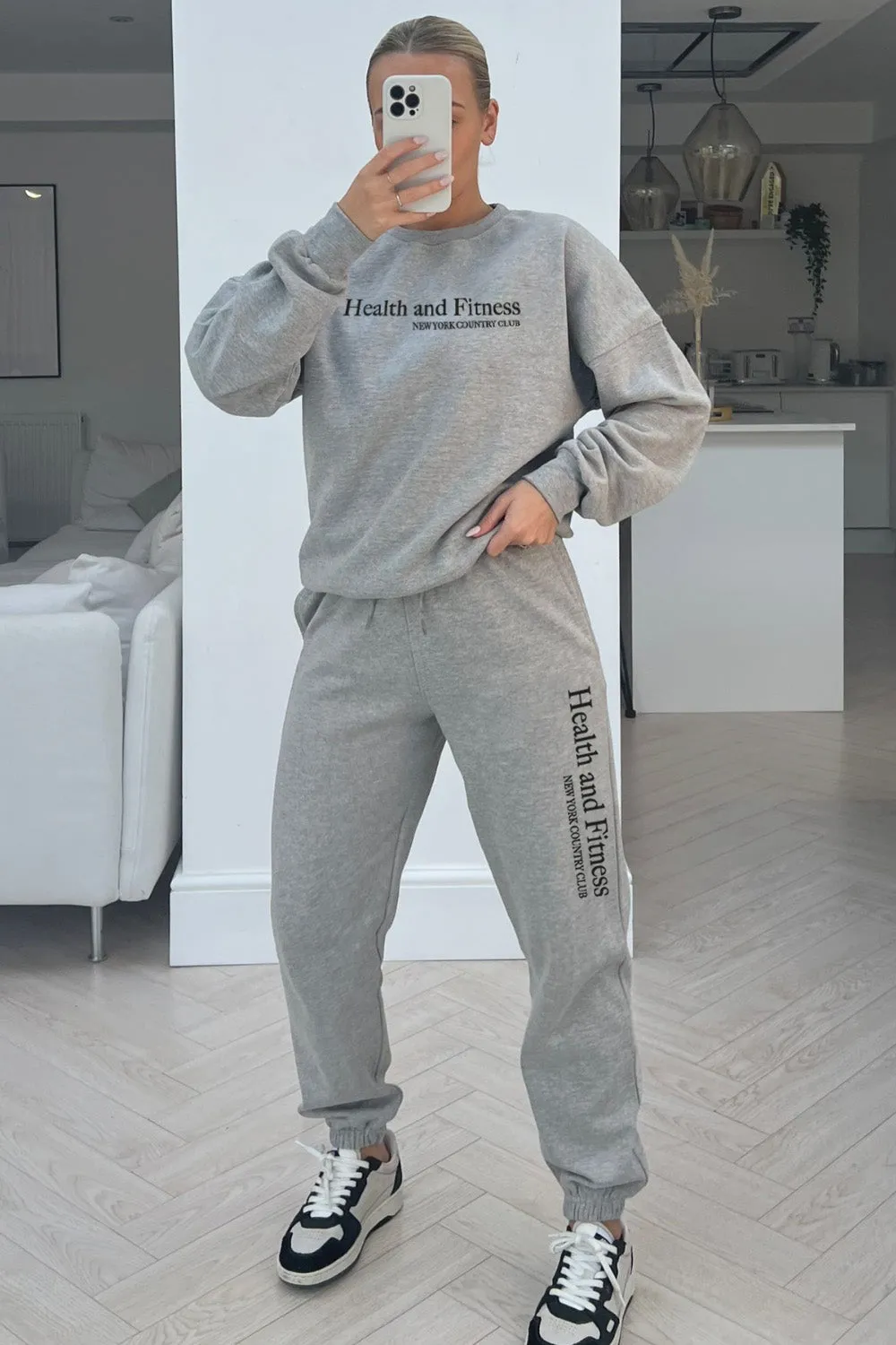 Health & fitness Grey sweater jogger loungewear set