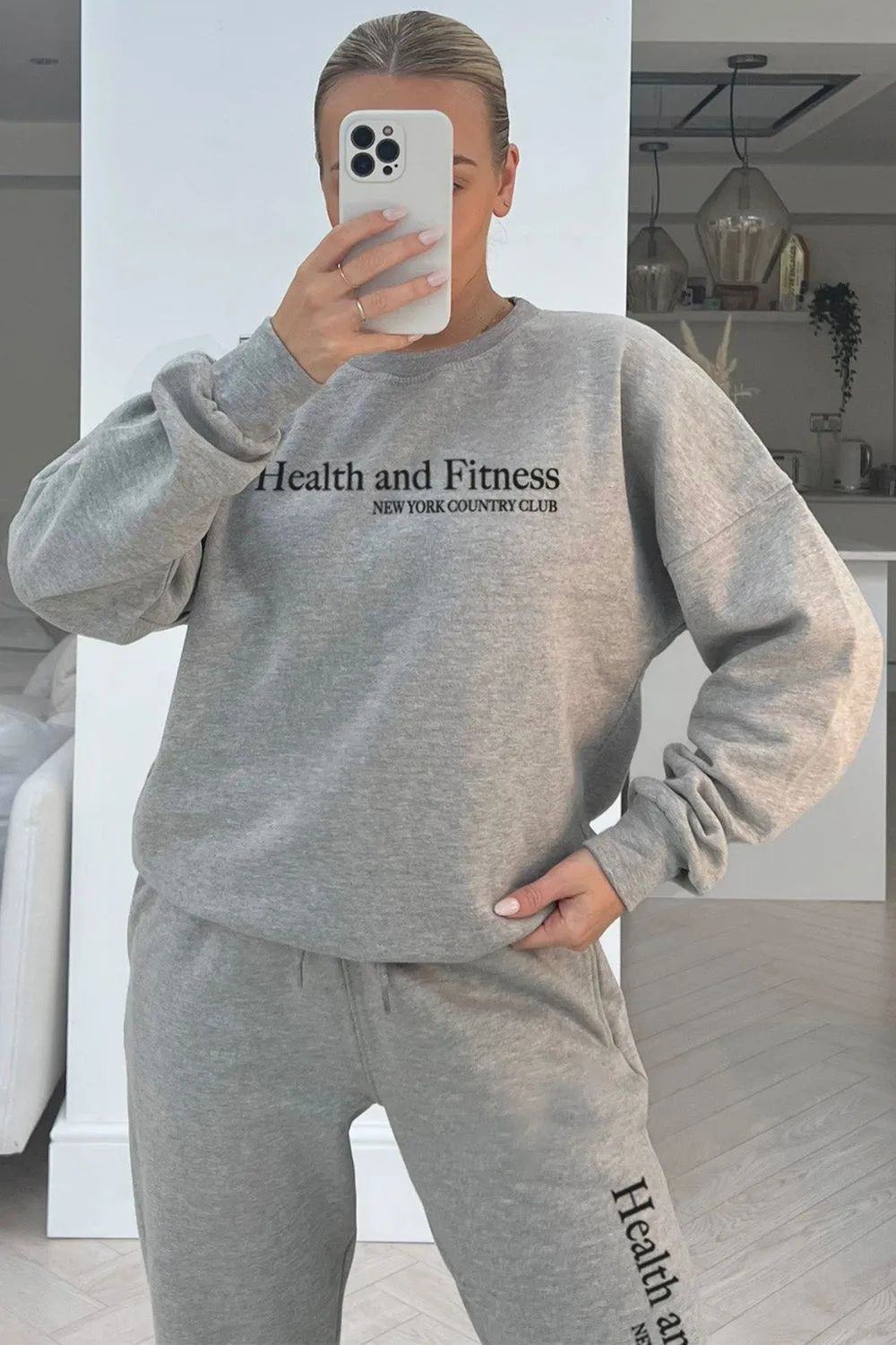 Health & fitness Grey sweater jogger loungewear set