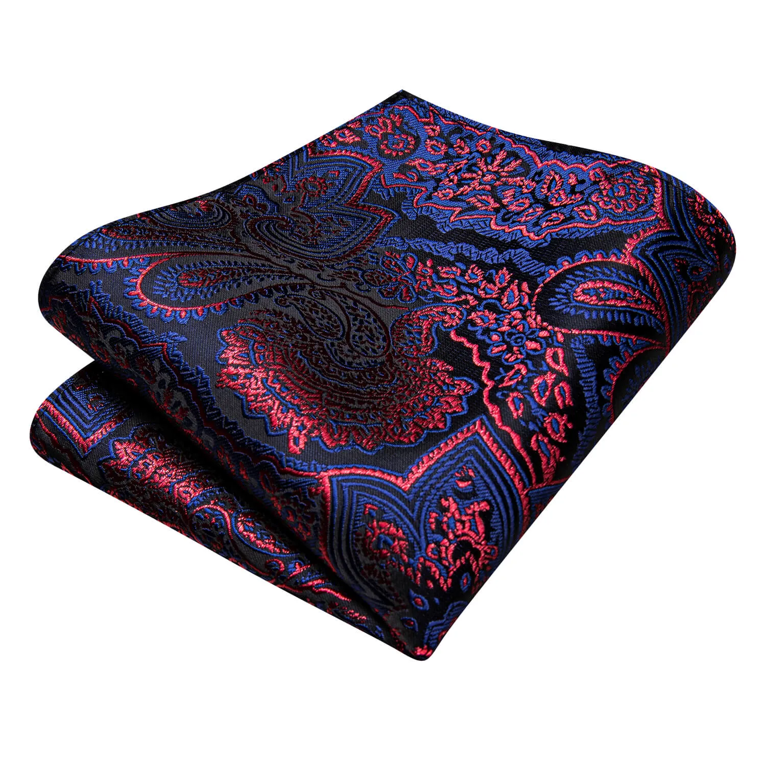 Hi-Tie Paisley Tie Blue Red Silk Necktie for Men