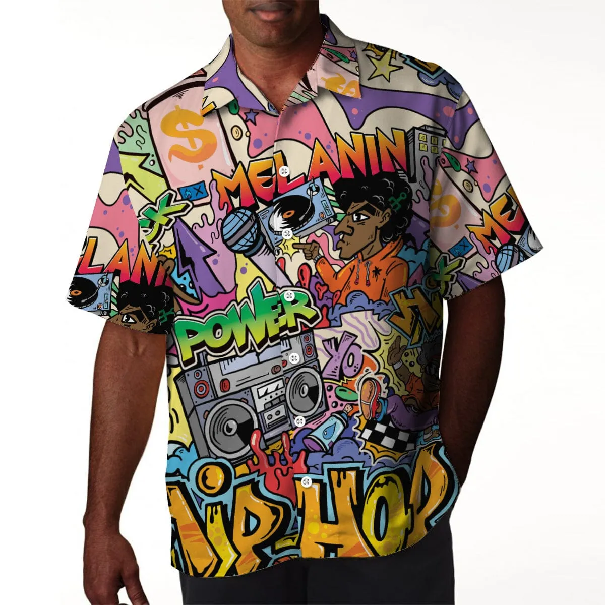 Hip Hop Graffiti Art Linen Hawaiian Shirt