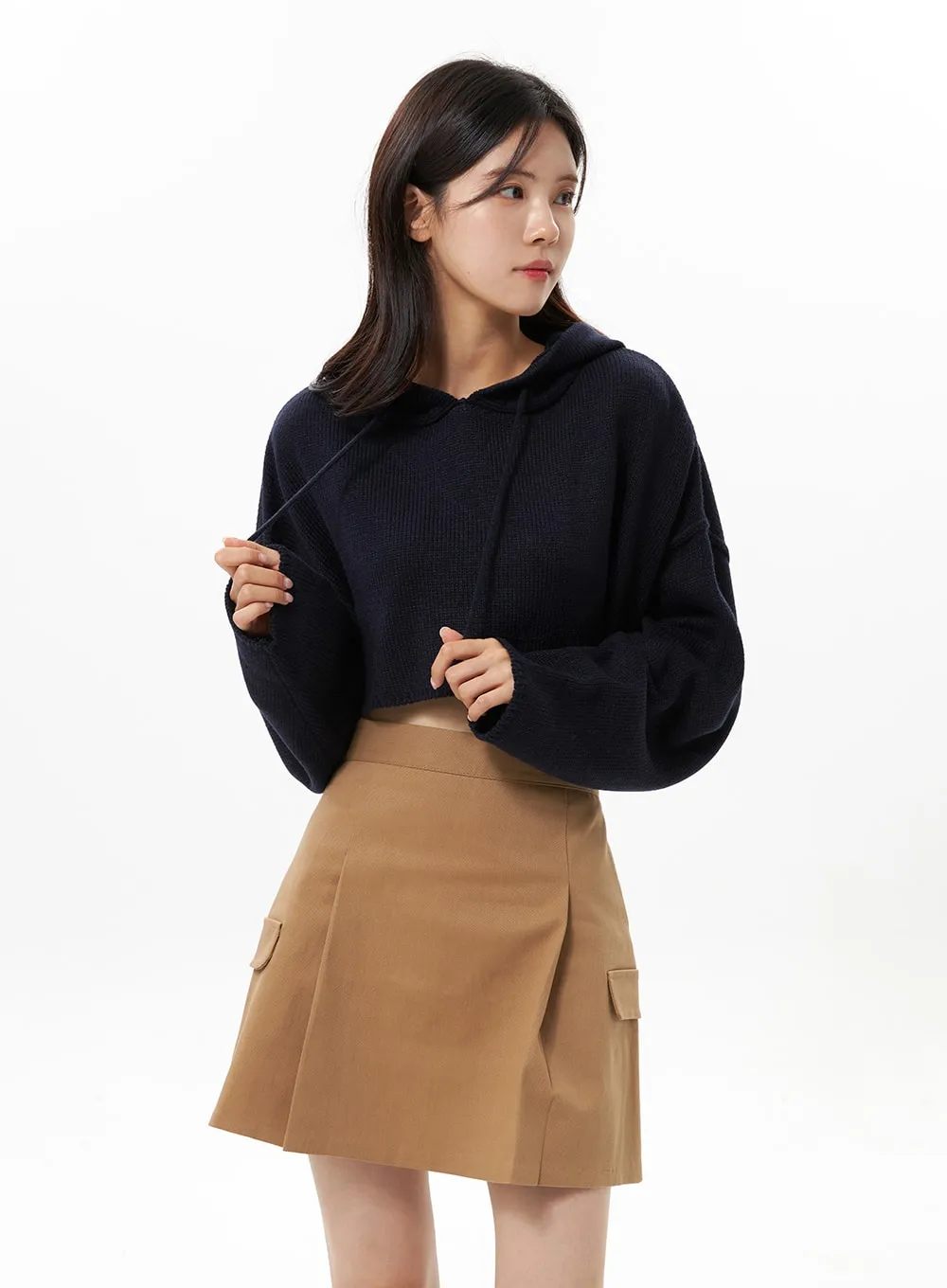 Hooded Crop Knit Sweater OS315