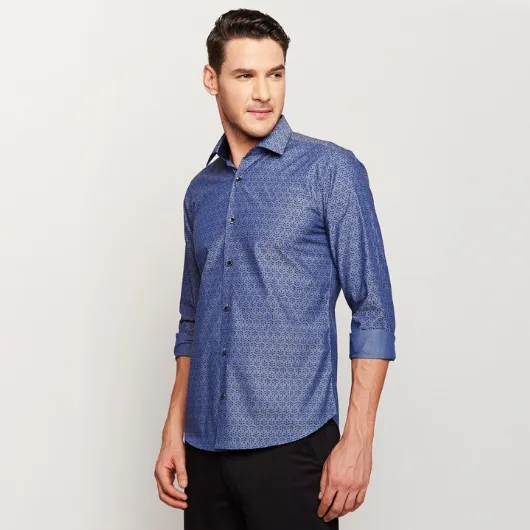 Indigo Block Printed Shirt