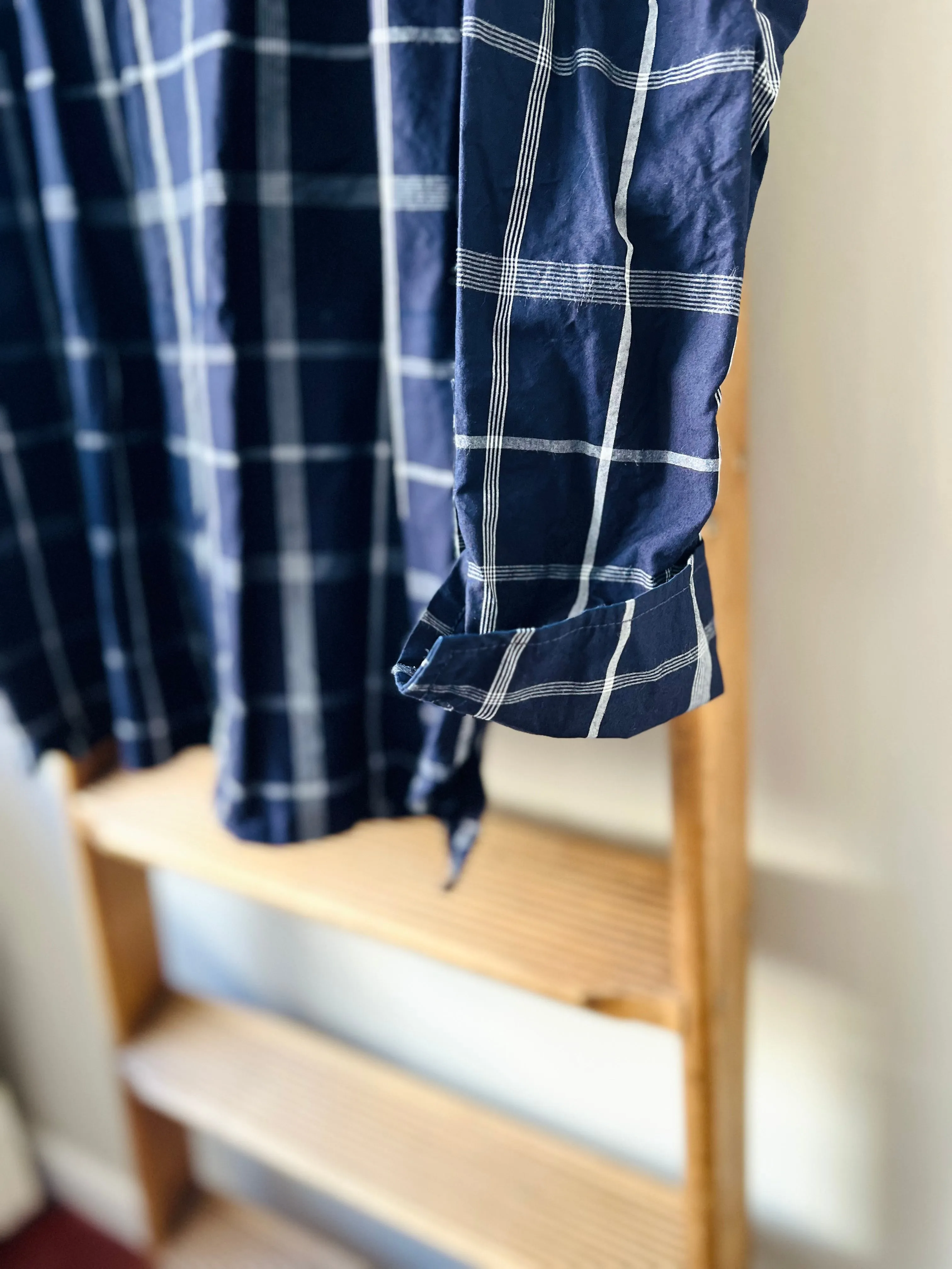 Indigo Cotton Check Smock / Indigo