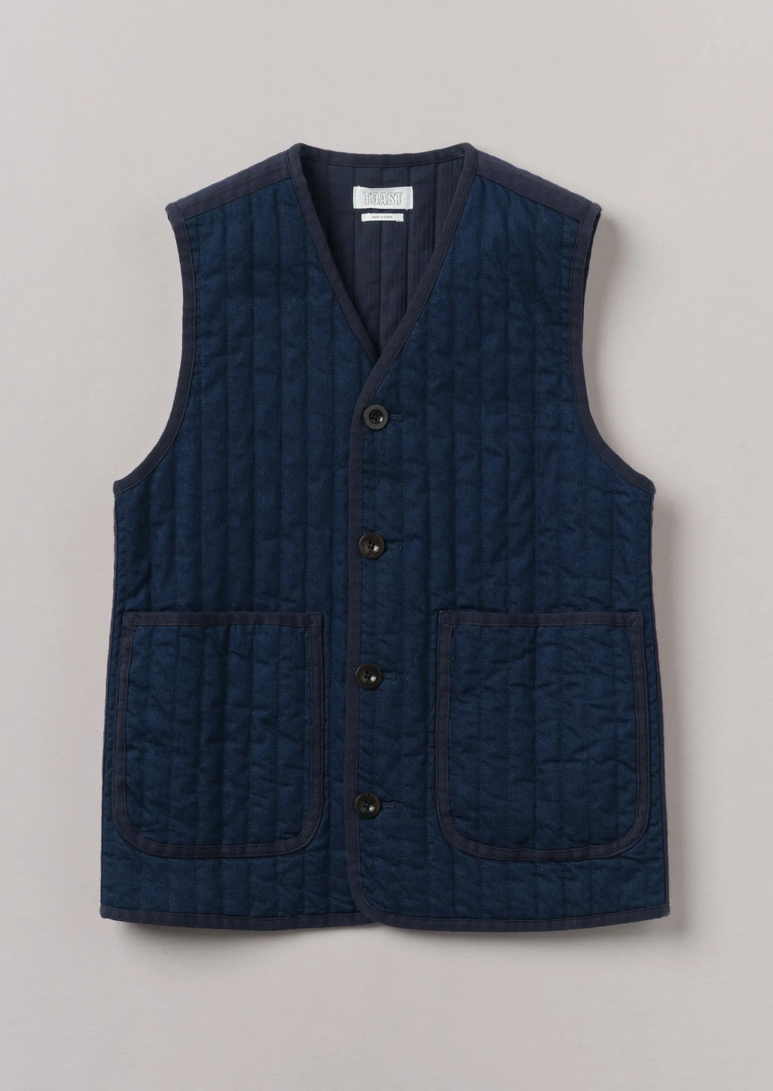 Indigo Cotton Padded Gilet | Indigo