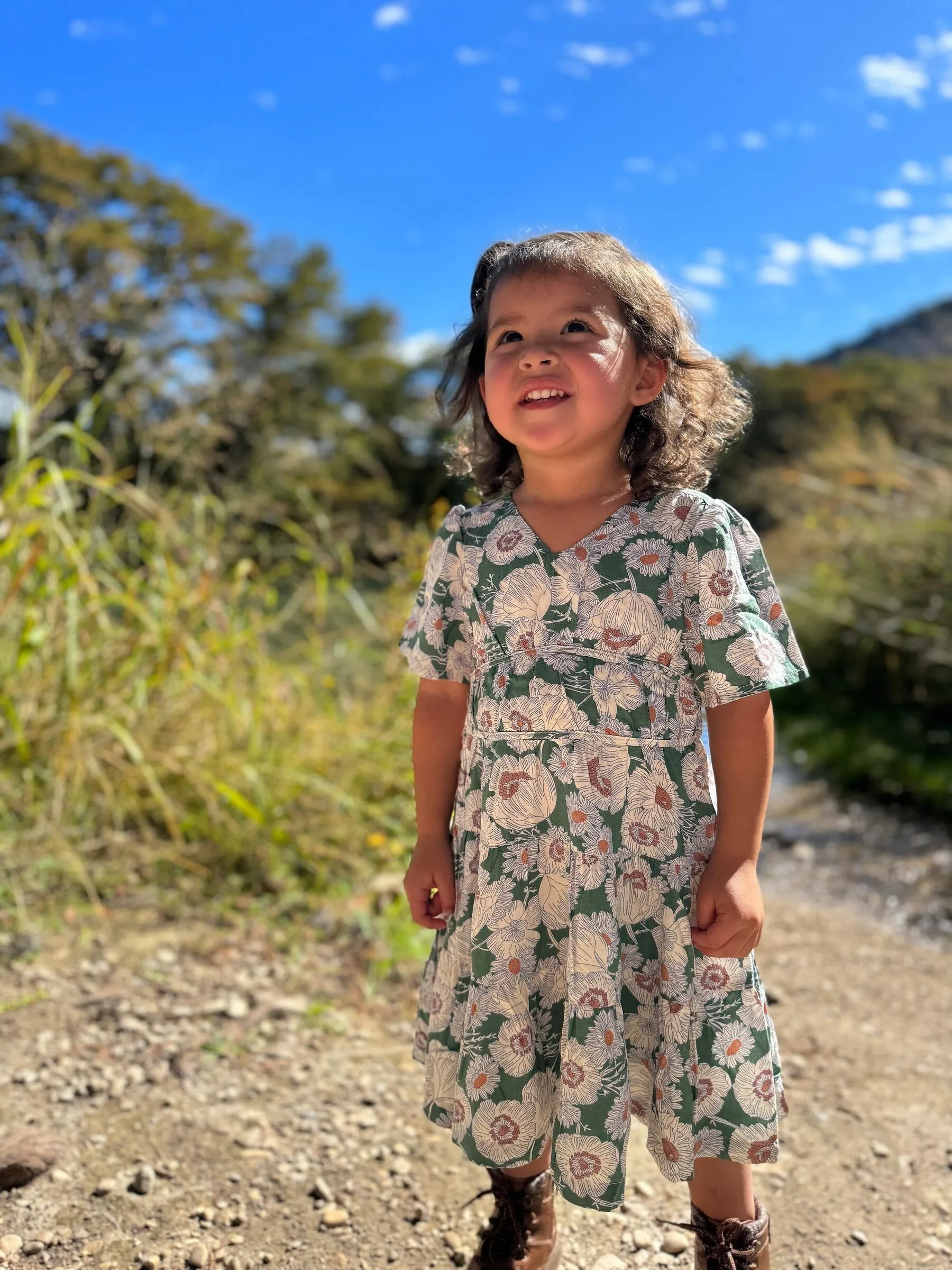 Indigo Dress, Green Floral