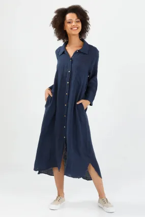 Ines Shirt Dress in Navy