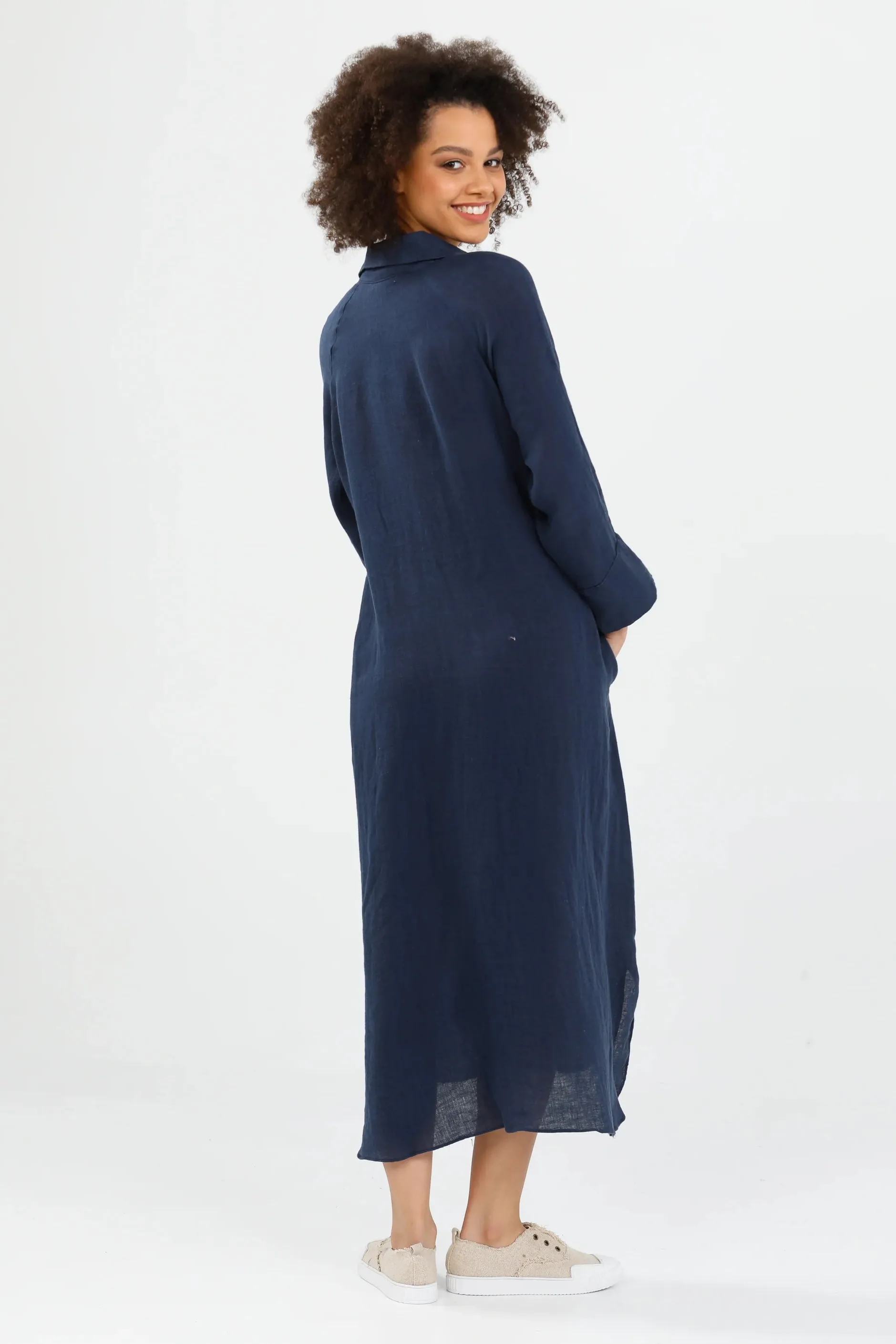 Ines Shirt Dress in Navy