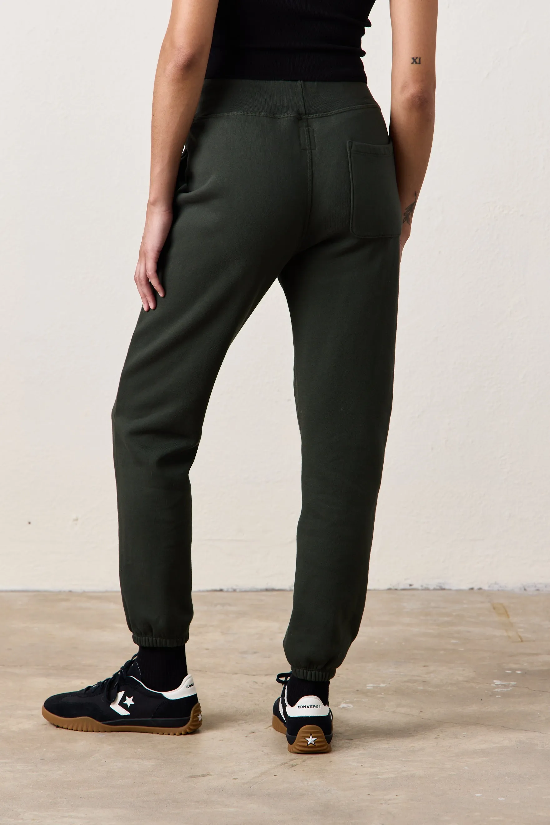 ISABELLA HIGH WAIST STRAIGHT LEG SWEATPANT / DARK OLIVE