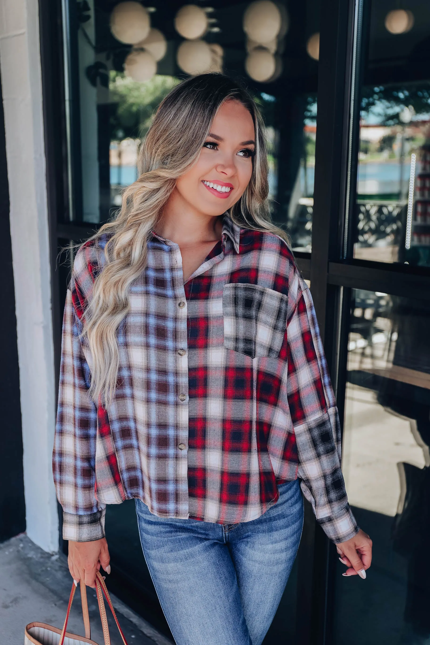 Josephina Plaid Button Up Top - Multi