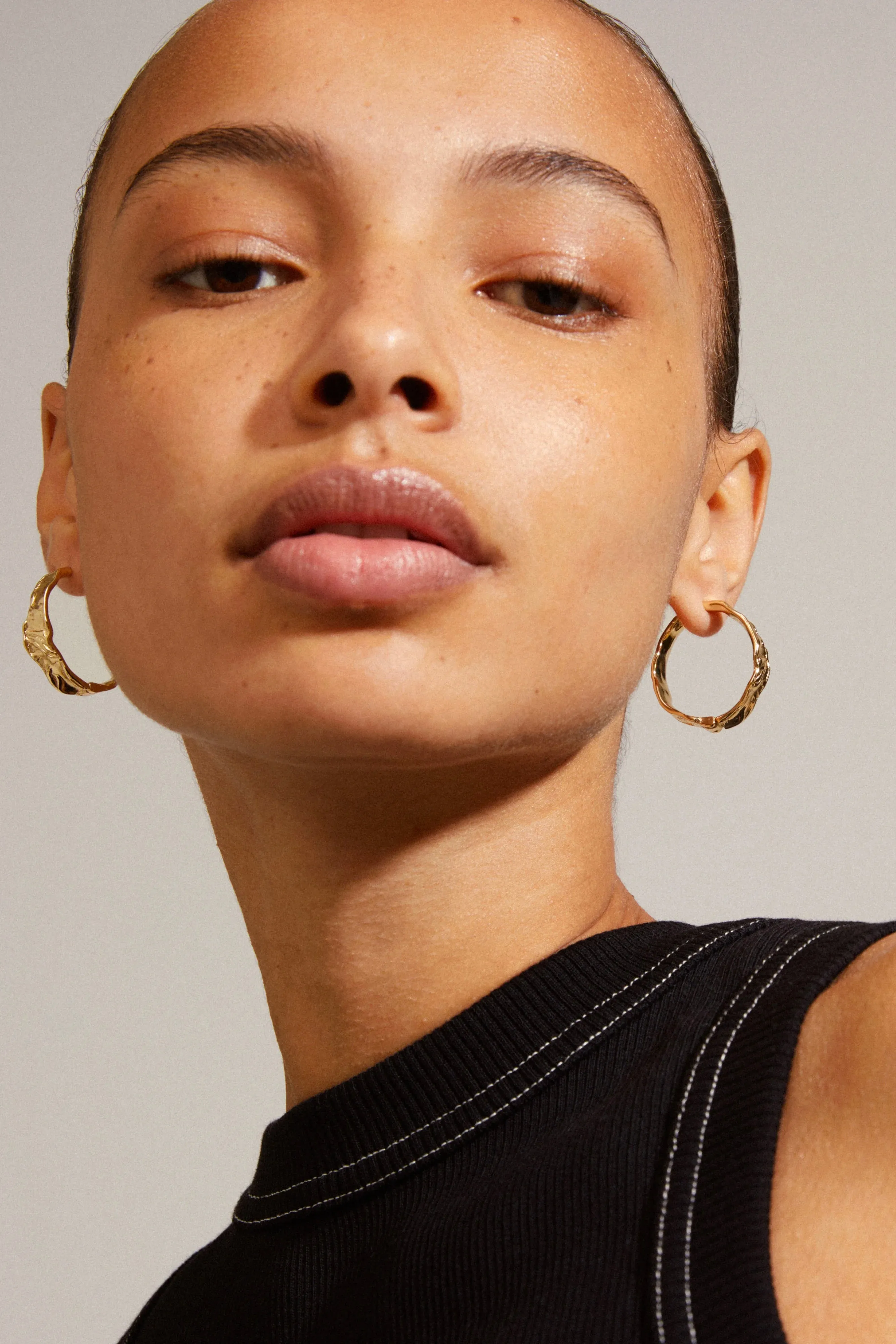 Julietta Beaten Gold Recycled Hoop Earrings