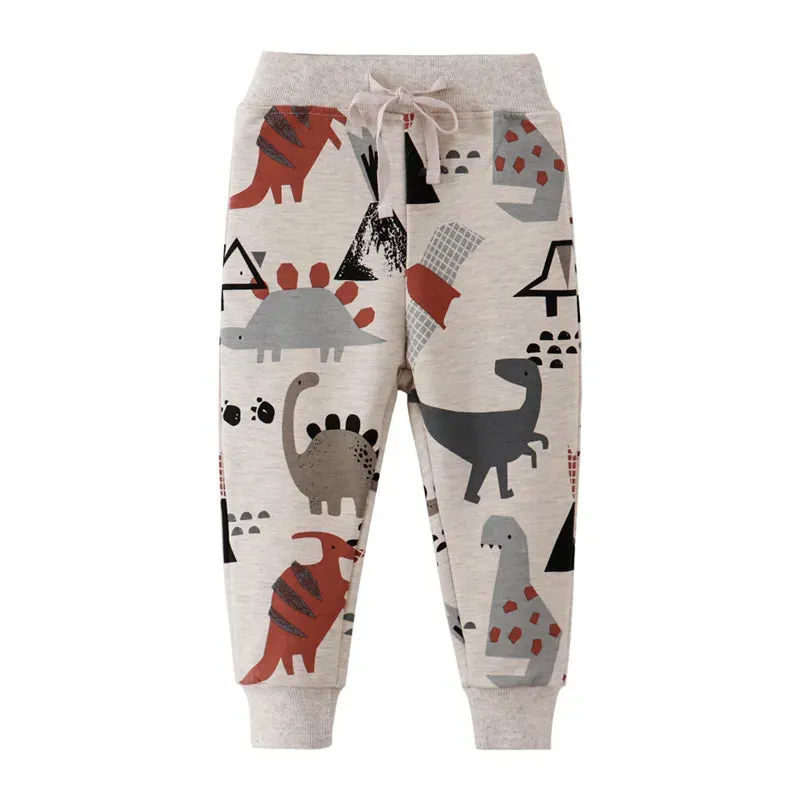 Jumping Meters 2-7T Boys Girls Sweatpants Trousers Autumn Spring Dinosaur Drawstring Baby Trousers Pants Sport Harm Kids Pants