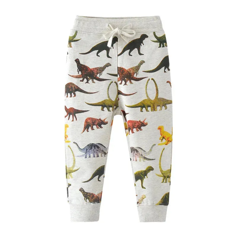 Jumping Meters 2-7T Boys Girls Sweatpants Trousers Autumn Spring Dinosaur Drawstring Baby Trousers Pants Sport Harm Kids Pants