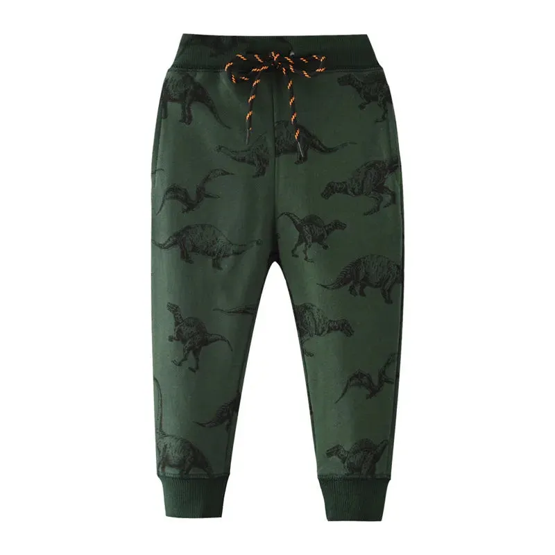 Jumping Meters 2-7T Boys Girls Sweatpants Trousers Autumn Spring Dinosaur Drawstring Baby Trousers Pants Sport Harm Kids Pants