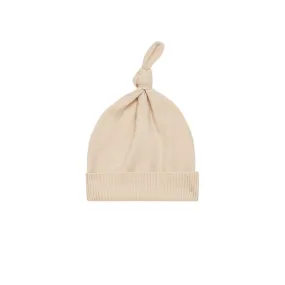 Kids Knot Beanie in Beige Knit