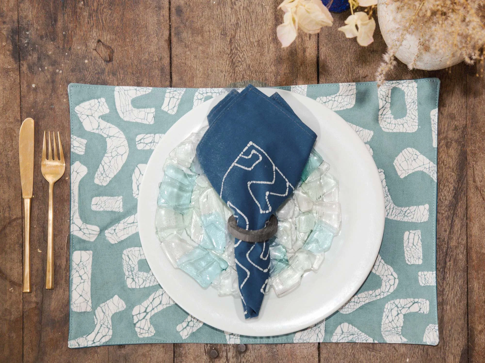 Kuba Blues Outline Indigo Napkins