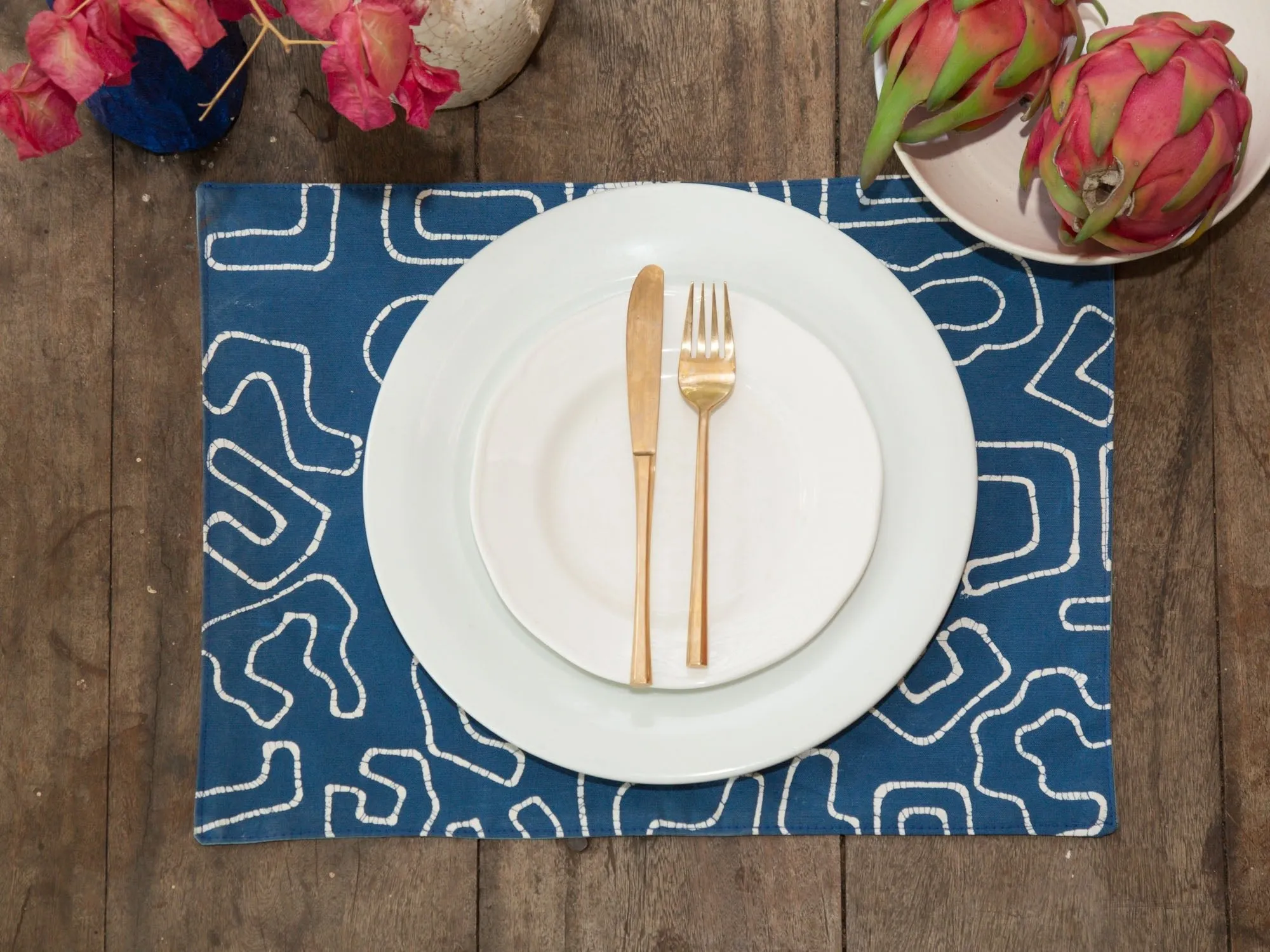 Kuba Blues Outline Indigo Table Mats