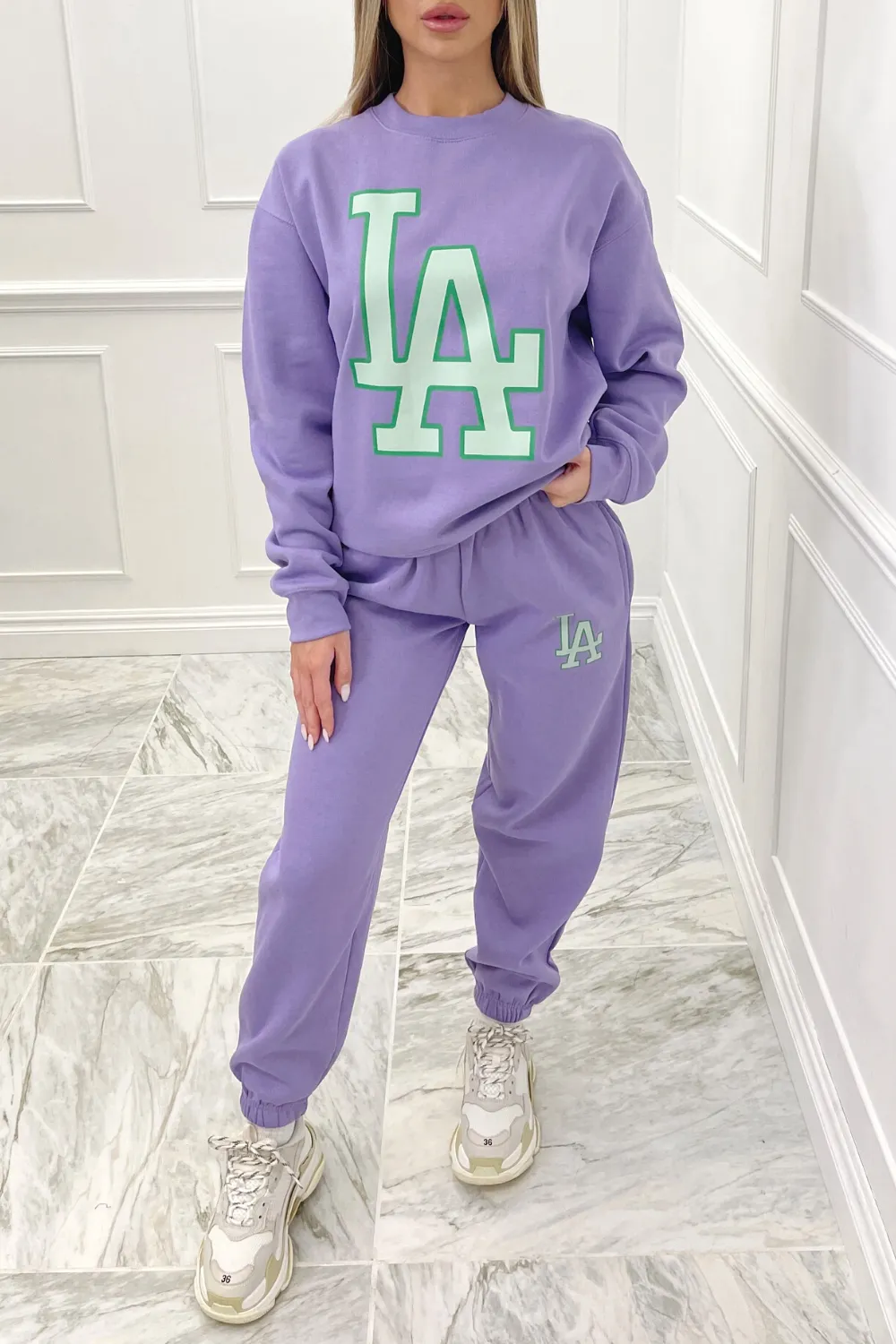 LA lilac oversized sweater loungewear set