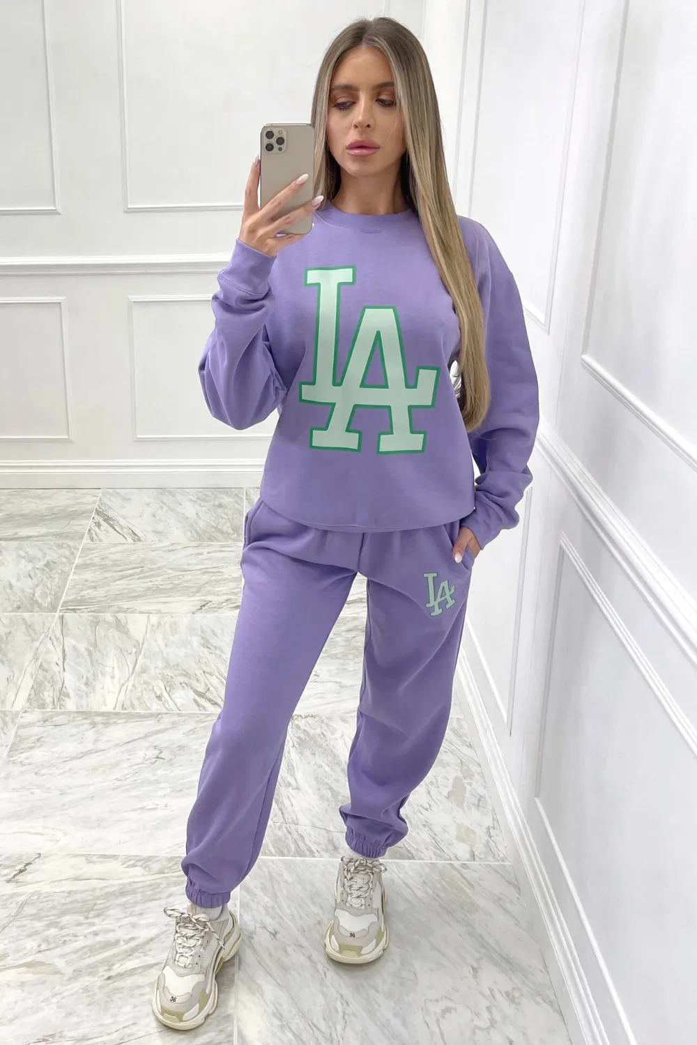 LA lilac oversized sweater loungewear set