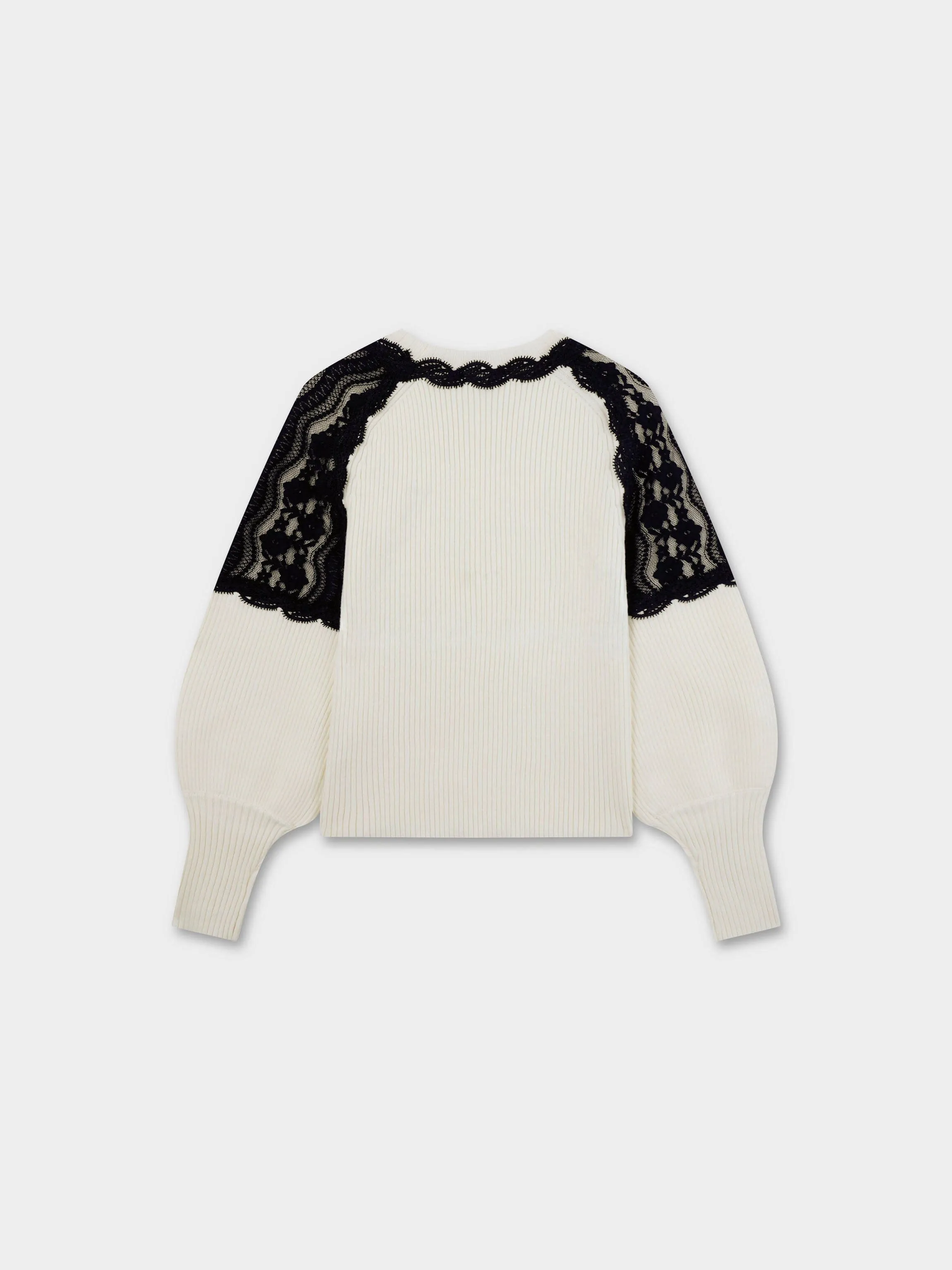 Lace Trim Sweater-Cream