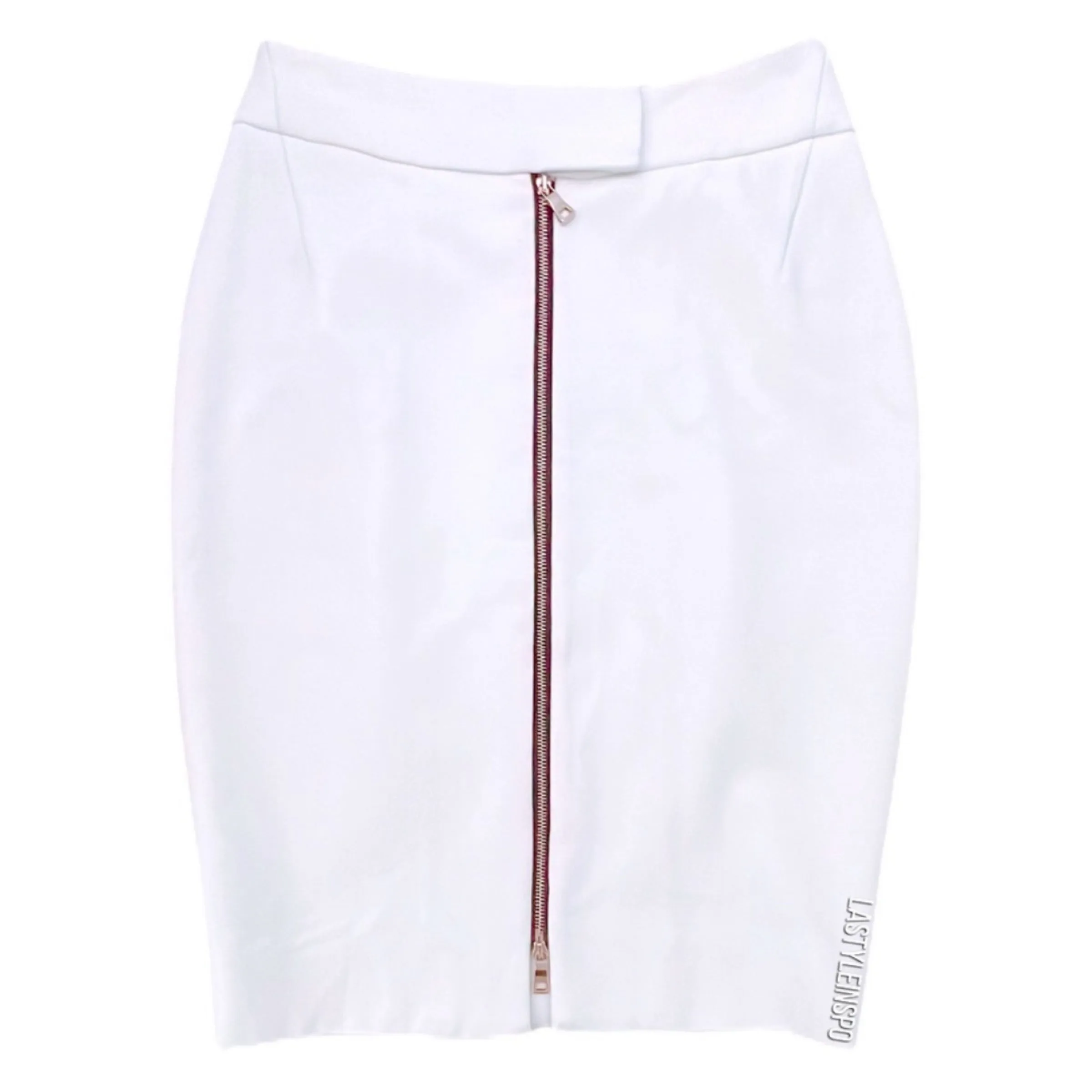 L’AGENCE White Pencil Skirt Gold Zipper Size 0