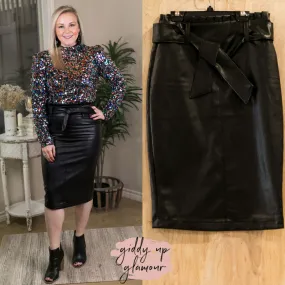 Last Chance Size Small and Medium | Bold Moves Vegan Leather Pencil Skirt in Black