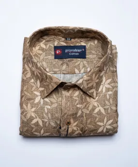 Light Brown Color Floral Moroccan print Shirt For Men