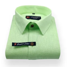 Light Green Color Linenza Linen Formal Shirts For Men