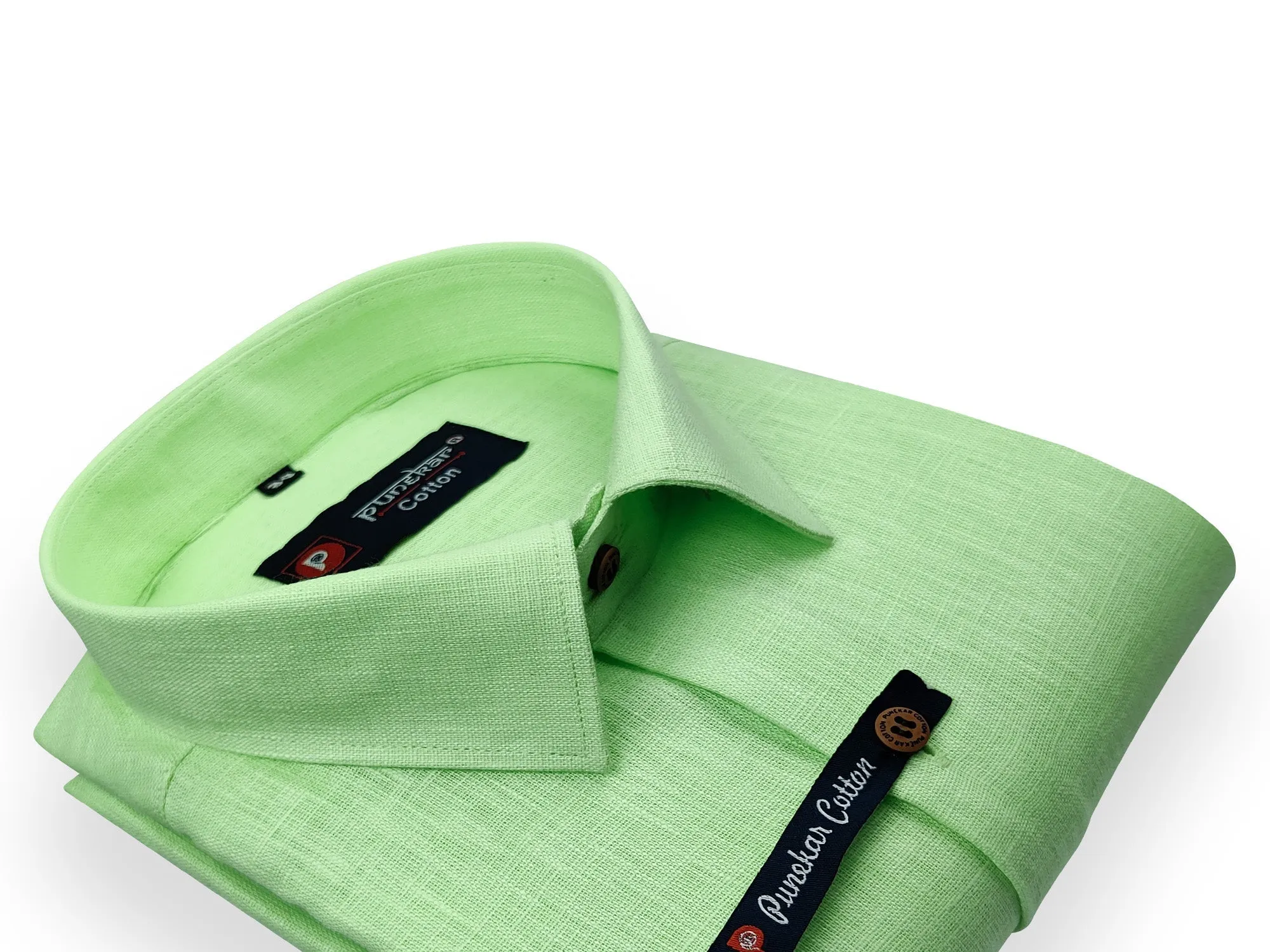 Light Green Color Linenza Linen Formal Shirts For Men