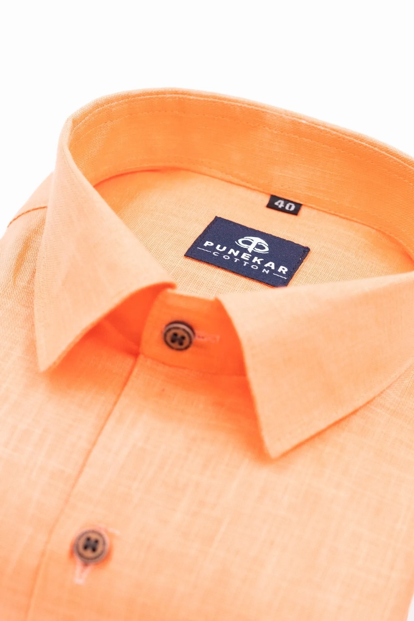 Light Orange Color Linen Formal Shirts For Men