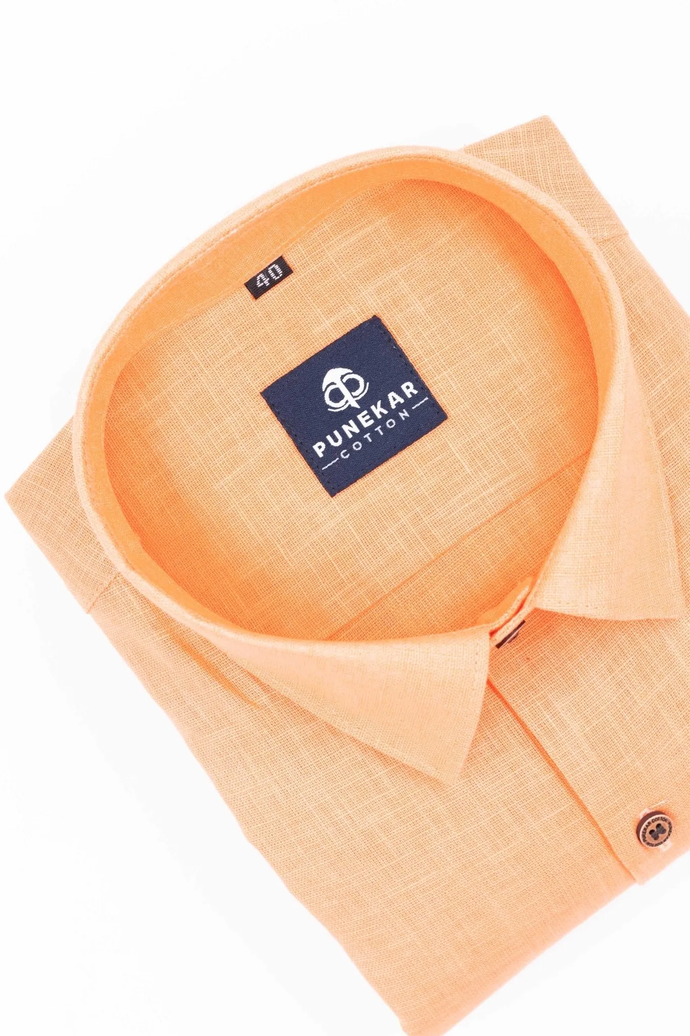 Light Orange Color Linen Formal Shirts For Men