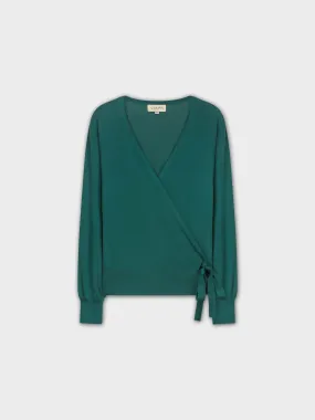 LIGHTWEIGHT WRAP SWEATER-GREEN