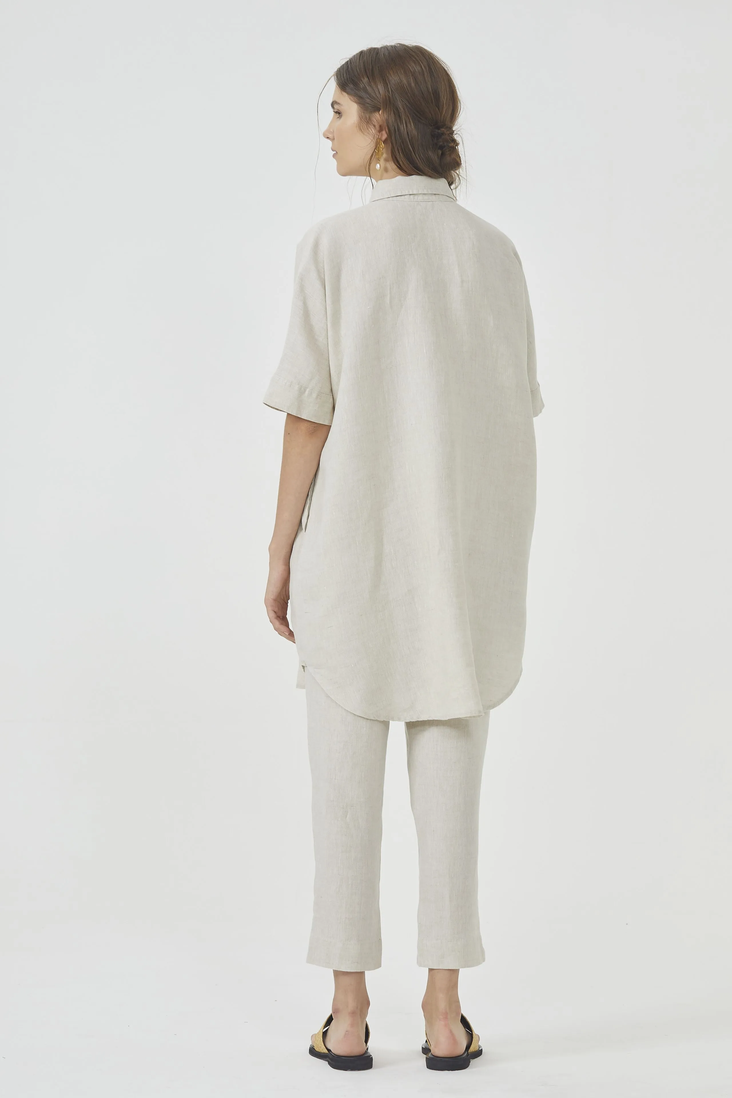 Linen Shirt Dress - Natural