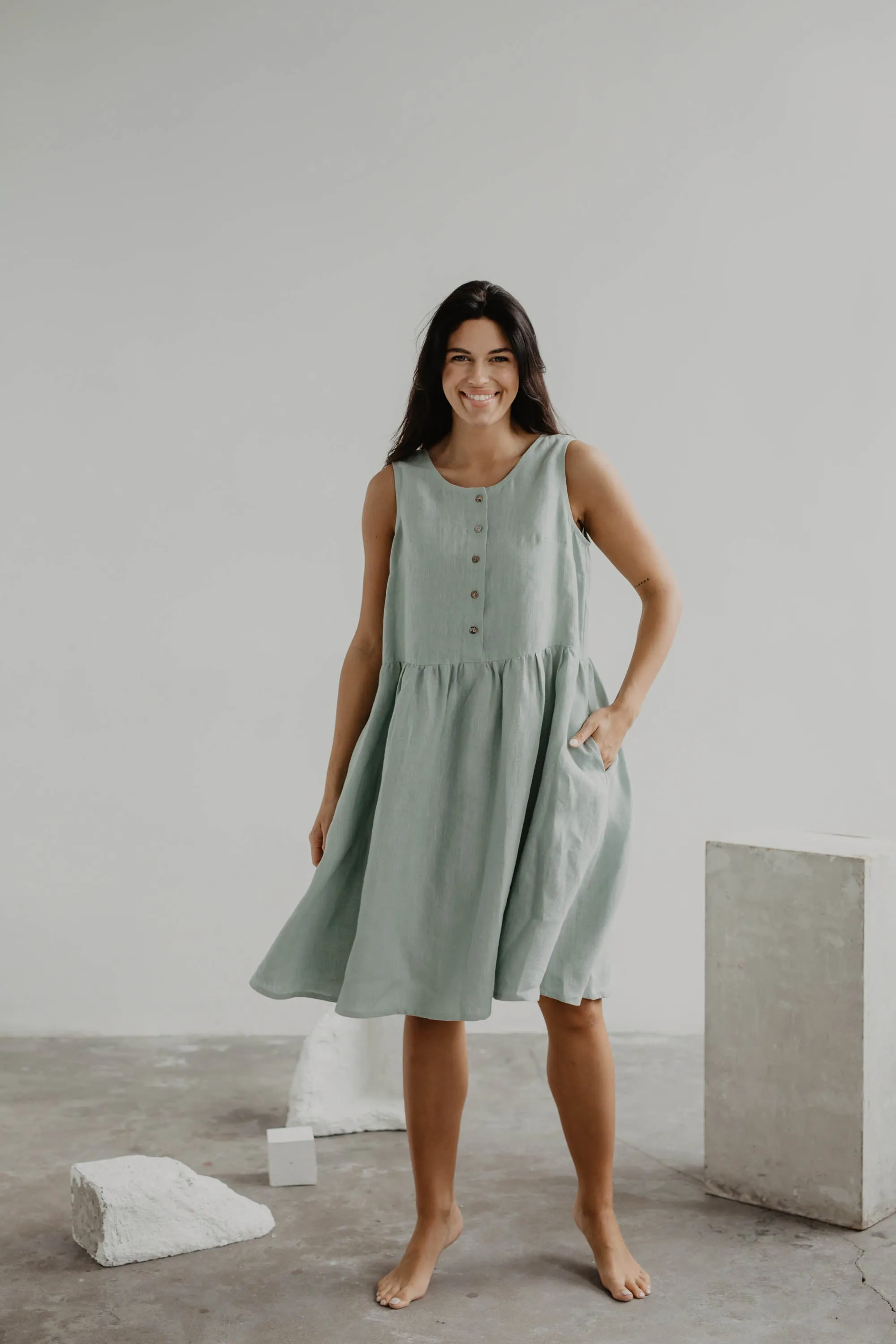 Linen sleeveless summer dress HAZEL by AmourLinen