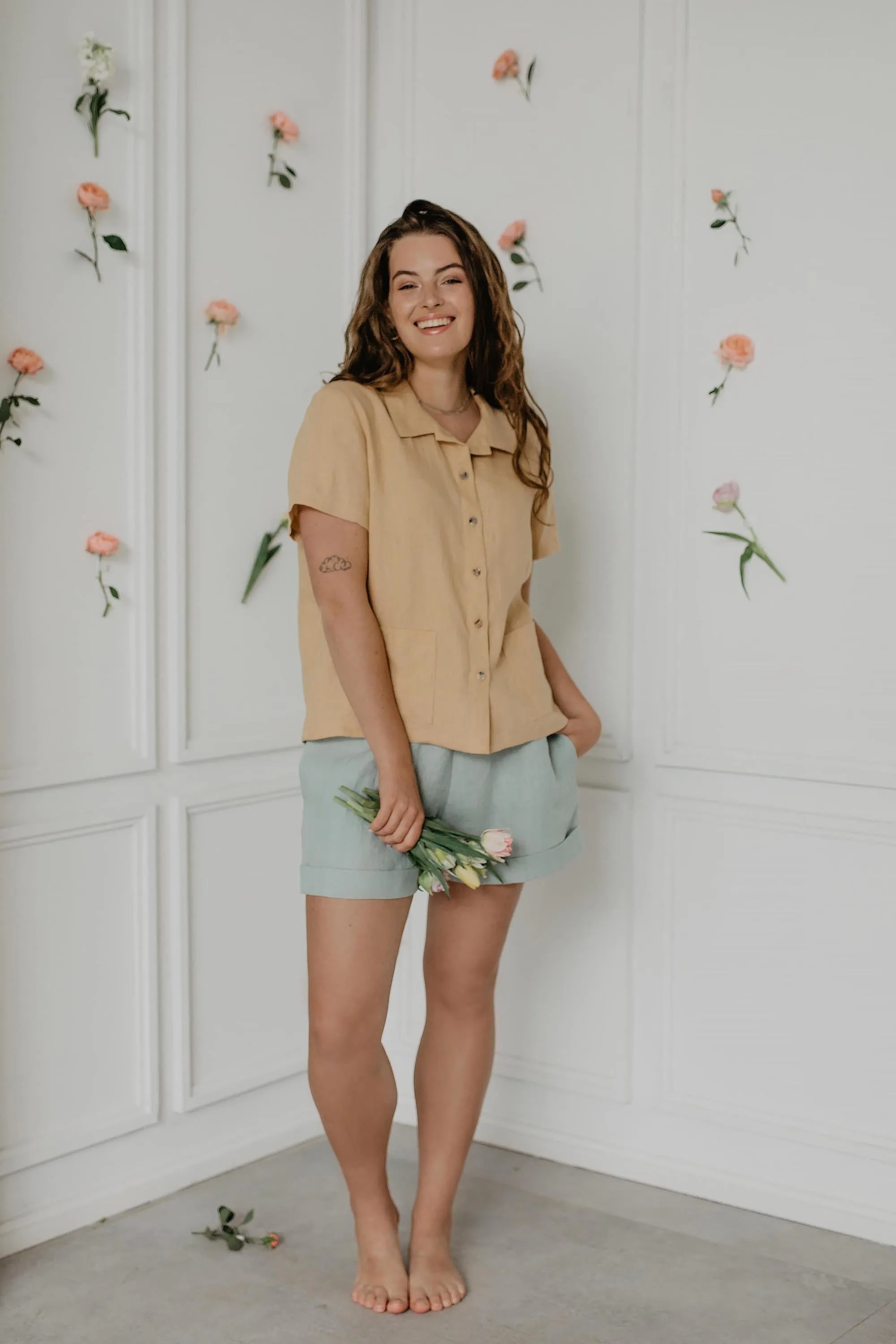 Linen summer shirt SCARLETT by AmourLinen