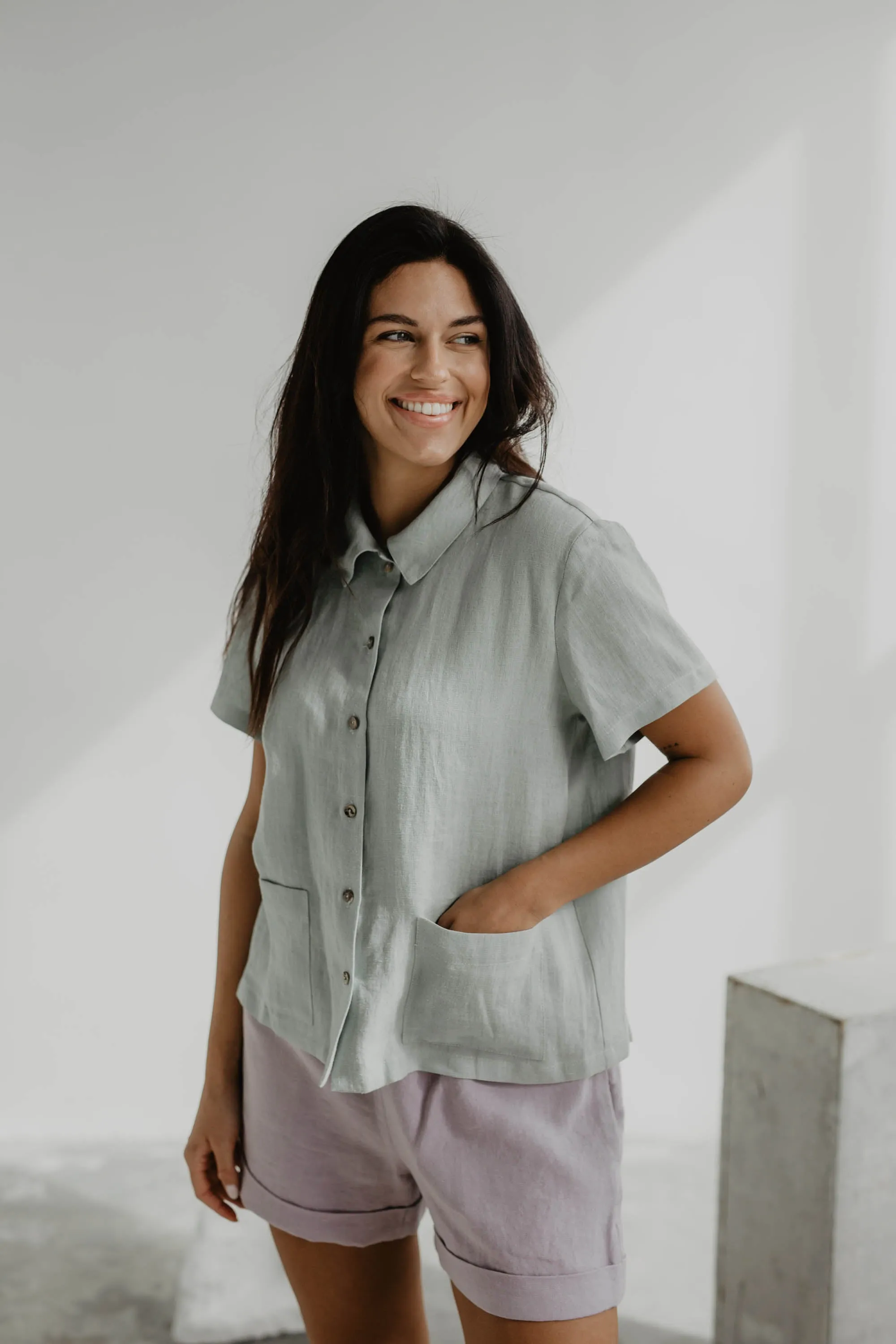 Linen summer shirt SCARLETT by AmourLinen