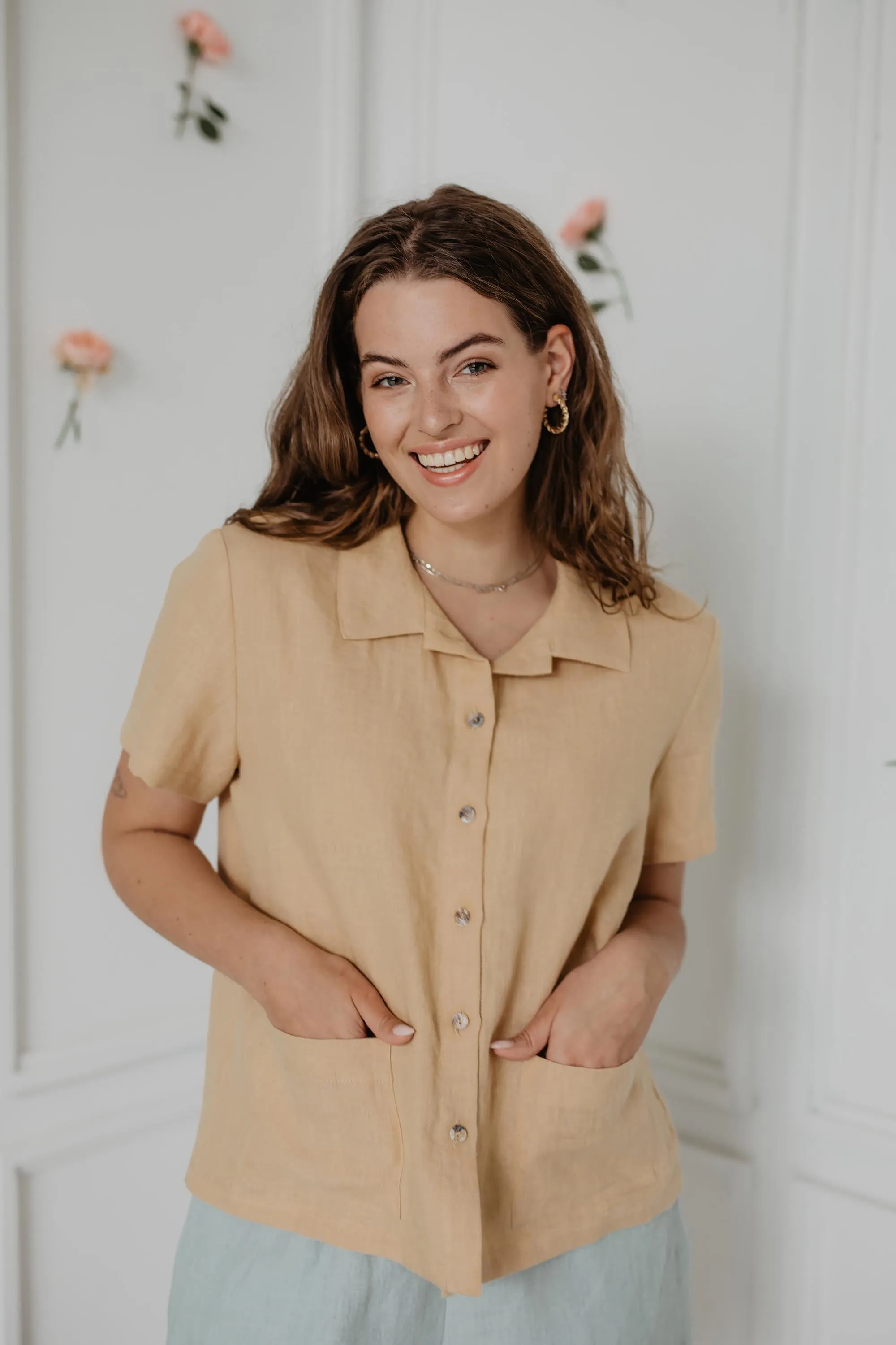 Linen summer shirt SCARLETT by AmourLinen