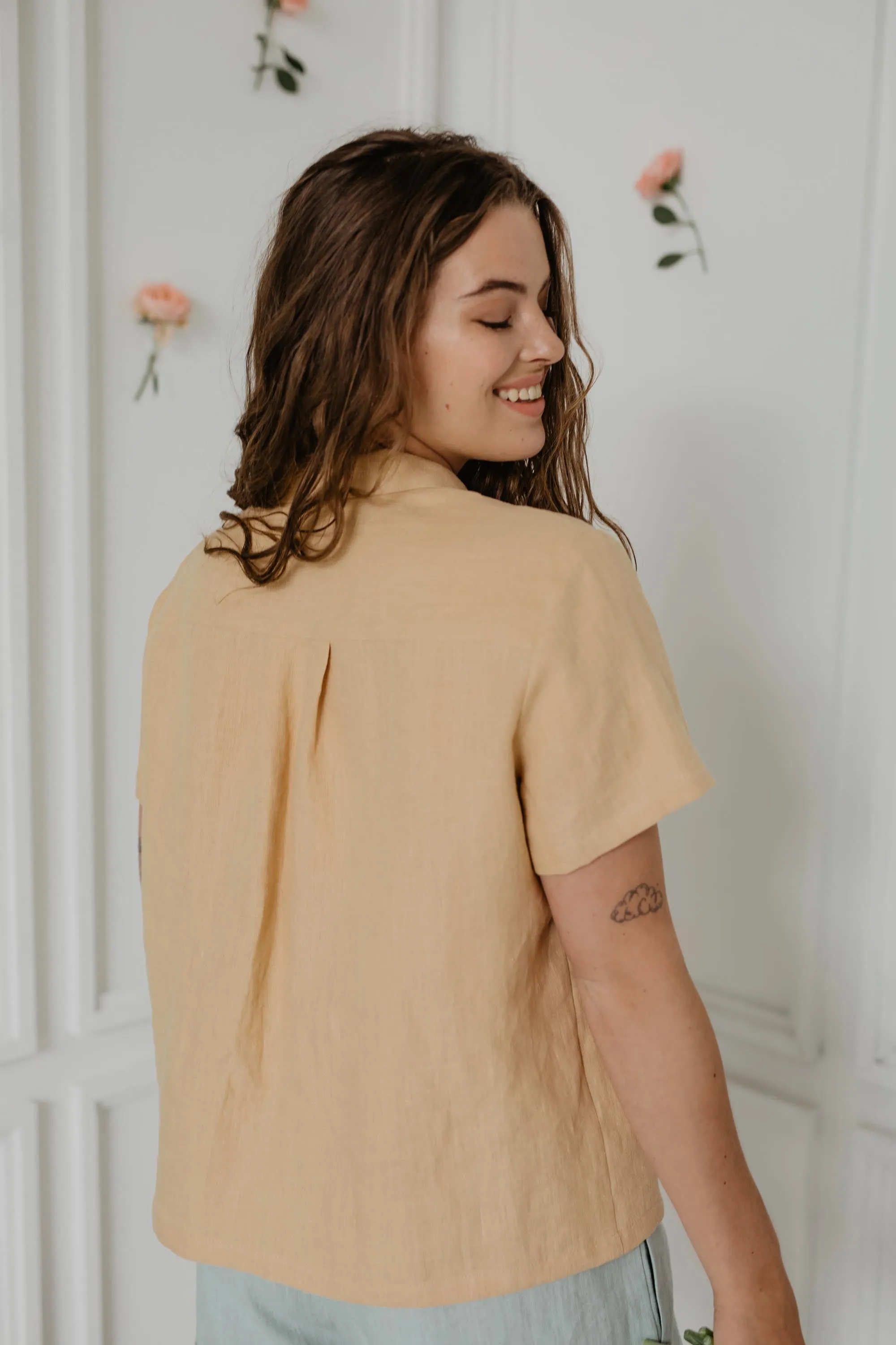 Linen summer shirt SCARLETT by AmourLinen