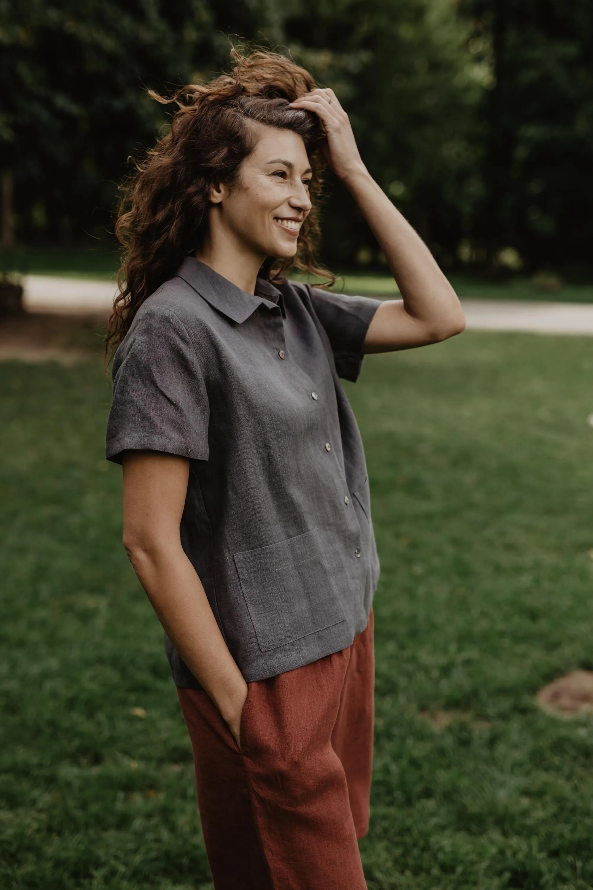 Linen summer shirt SCARLETT by AmourLinen