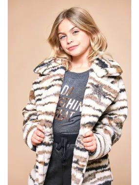 Little l Big Girl’s Cozy Tiger Animal Print Faux Fur Coat