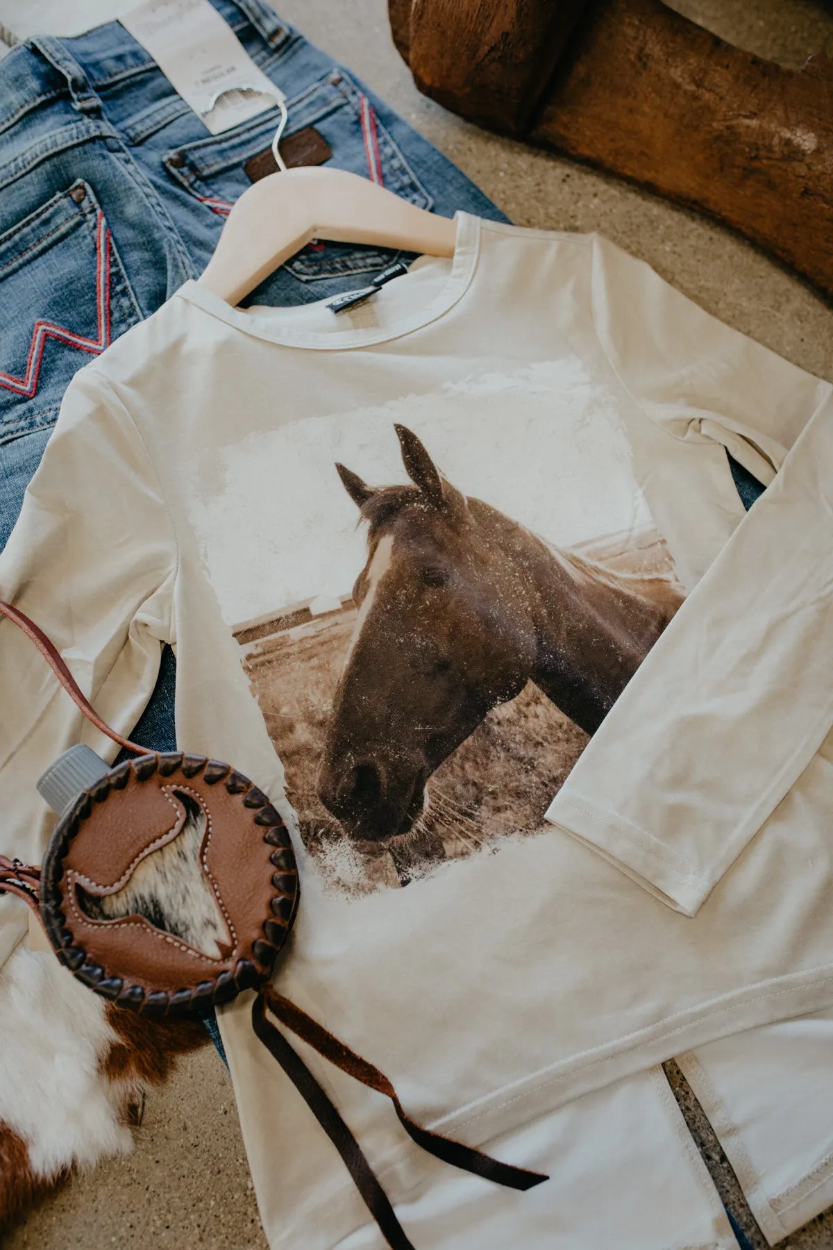 'Lizzie' Girls Cruel Denim Horse Graphic Long Sleeve T shirt