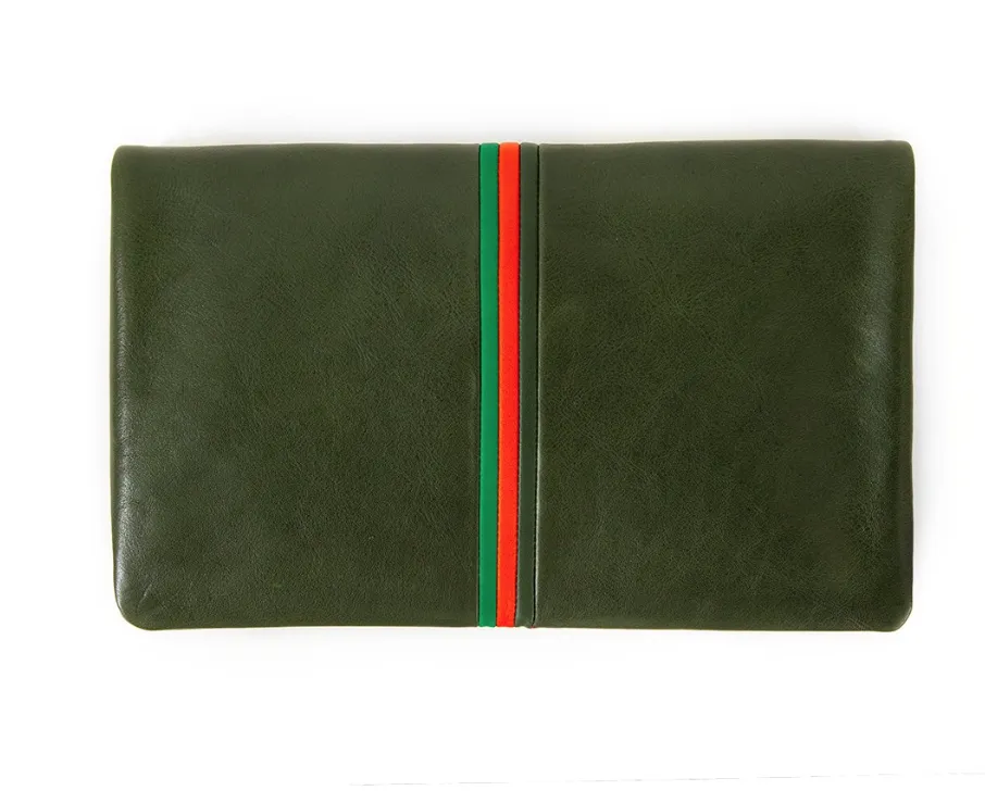 Loden Stripe Foldover Clutch